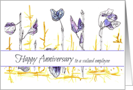 Happy Anniversary Valued Employee Leaves Pen and Ink card