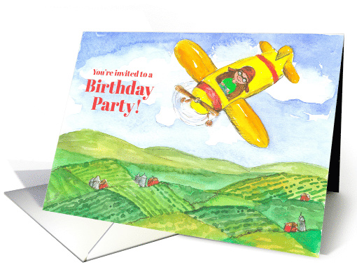 Child Flying Airplane Birthday Party Invitation card (1466418)
