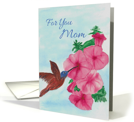 Happy Birthday Mom Hummingbird Pink Petunia card (147209)