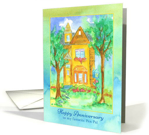 Happy Anniversary Favorite Pen Pal Victorian House Cat card (1472282)