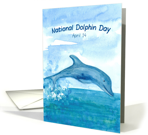 National Dolphin Day April 14 Ocean Watercolor card (1473168)