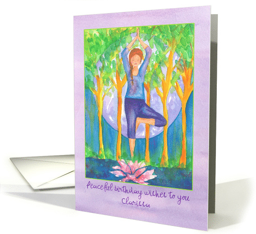 Yoga Tree Pose Happy Birthday Custom Name card (1475868)