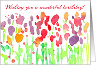 Wishing You A Wonderful Birthday Watercolor Flowers card