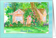 Thank You Cottage Getaway Watercolor Painting card