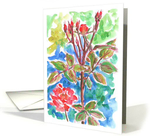 Red Rose Day June 12 Watercolor Flowers card (1480848)