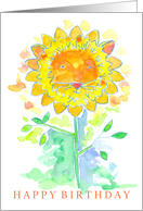Happy Birthday Lion Watercolor Flower card