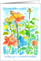 Happy Birthday Granddaughter in Law Orange Roses Watercolor card