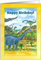 Happy Birthday Dinosaurs Watercolor Illustration card