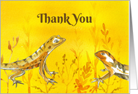 Thank You Lizards Yellow Watercolor Illustration card