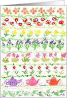 Happy Birthday Aunt Teapots Spring Flowers Watercolor Art card