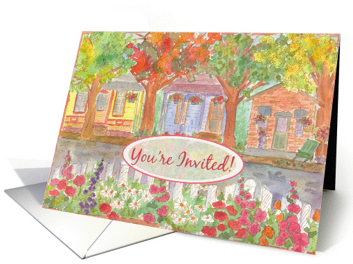 Housewarming Party Open House Invitation Cottage Houses... (149839)