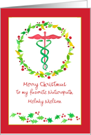 Merry Christmas Naturopathic Physician Caduceus Custom Name card