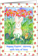Happy Easter White Rabbit Mouse Snail Custom card