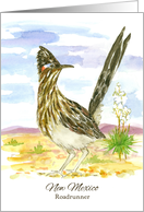 State Bird of New Mexico Roadrunner Yucca Flower Watercolor card