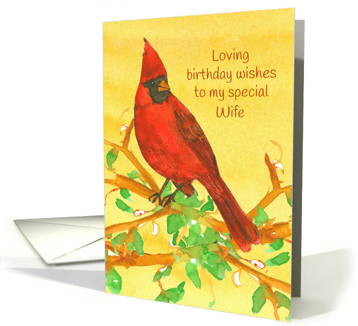 Loving Birthday Wishes Special Wife Cardinal Bird card (151159)