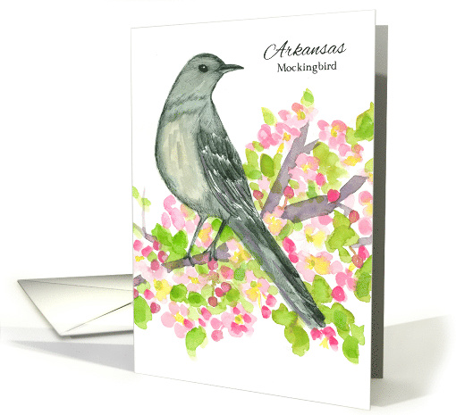 State Bird of Arkansas Mockingbird Apple Blossom Flower... (1516854)
