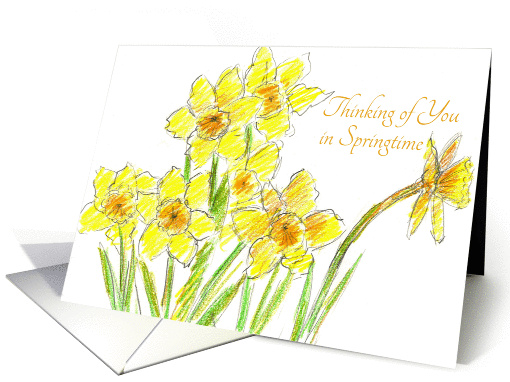 Yellow Daffodils Thinking of You in Springtime card (151825)