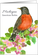 State Bird of Michigan Robin Apple Blossoms card