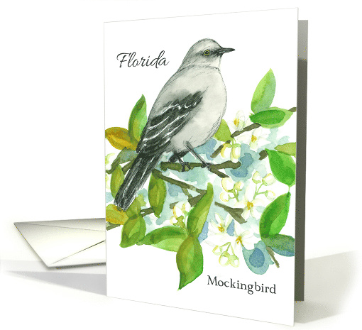 State Bird of Florida Mockingbird Orange Blossom card (1519882)