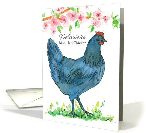 State Bird of Delaware Blue Hen Chicken Peach Blossom card (1521694)