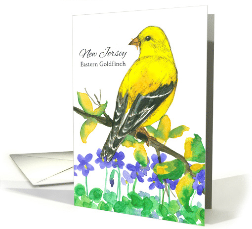 State Bird of New Jersey Eastern Goldfinch Purple Violets card