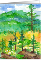 Happy Son’s Day Mountain Trees Custom Name card