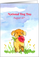 National Dog Day August 26 Puppy Flowers card