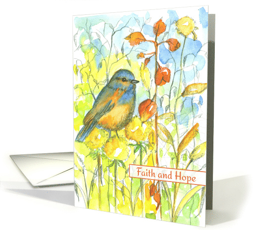 Get Well Tonsil Cancer Faith Hope Bluebird card (1538680)