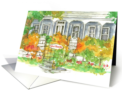 Give Thanks House Autumn Leaves Realtor card (1539612)