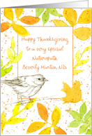 Happy Thanksgiving Naturopath Bird Leaves Custom card