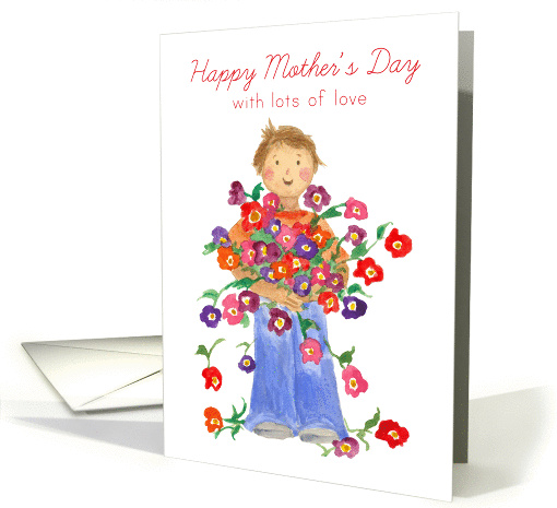 Mother's Day From Son Flower Bouquet Red Butterflies card (154419)