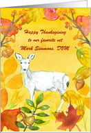 Happy Thanksgiving Veterinarian White Deer Leaves card