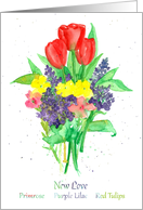 New Love Flower Bouquet Floriography card