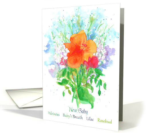 New Baby Flower Bouquet Floriography card (1551216)