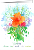 New Baby Flower Bouquet Floriography card