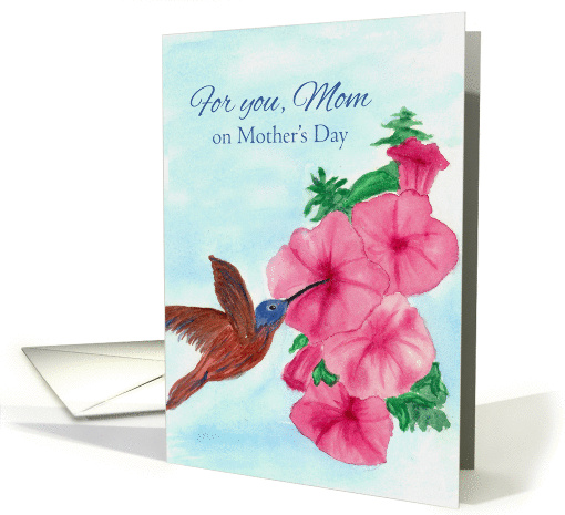 For You Mom On Mother's Day Hummingbird Watercolor Painting card