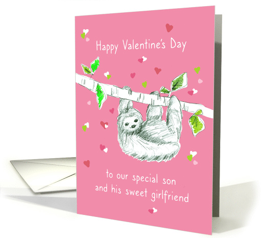 Happy Valentine's Day Son and Girlfriend Sloth card (1558512)