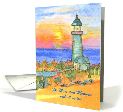Lesbian Gay Mother's Day Lighthouse Custom Name card (1559978)