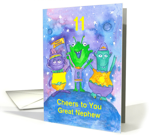 Happy 11th Birthday Great Nephew Aliens Custom card (1563404)
