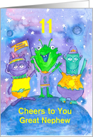 Happy 11th Birthday Great Nephew Aliens Custom card