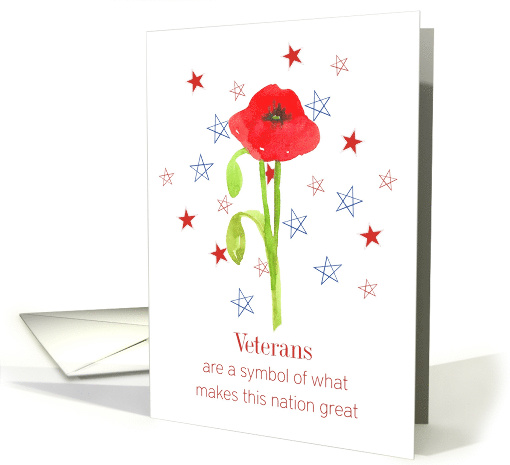 Happy Veterans Day Poppy Flower Stars card (1566684)