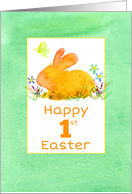 Happy First Easter Bunny Rabbit Watercolor card