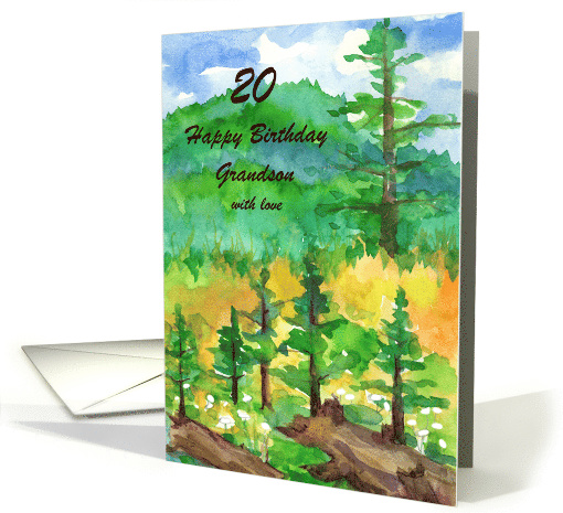 Happy 20th Birthday Grandson Mountain Forest Custom card (1570860)