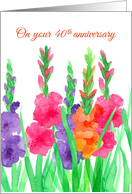 Happy 40th Anniversary Gladiolus Flowers card