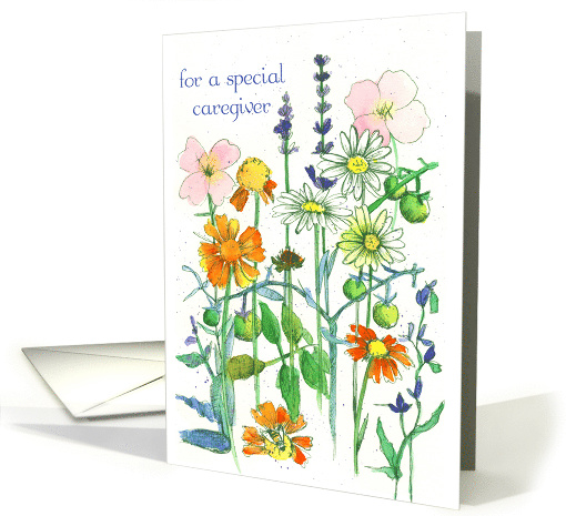 Happy Birthday Caregiver Flowers Honey Bee card (1576424)