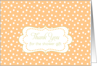 Baby Shower Thank You Card Melon Orange White Dot Art card