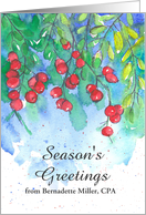 Season’s Greetings Holly Business Custom Name card