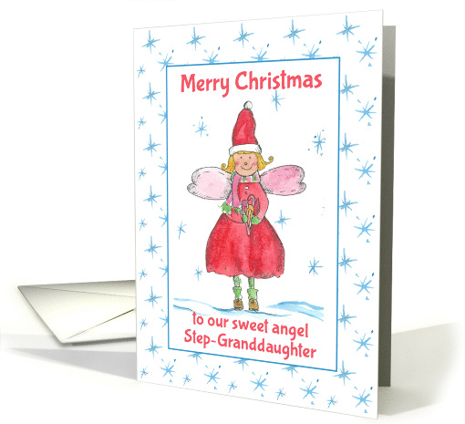 Merry Christmas Step-Granddaughter Angel Watercolor card (1593194)