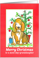 Merry Christmas Step-Granddaughter Hound Dog Watercolor card