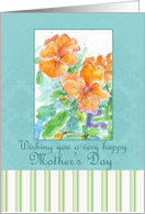 Happy Mother’s Day Orange Watercolor Pansy Painting card